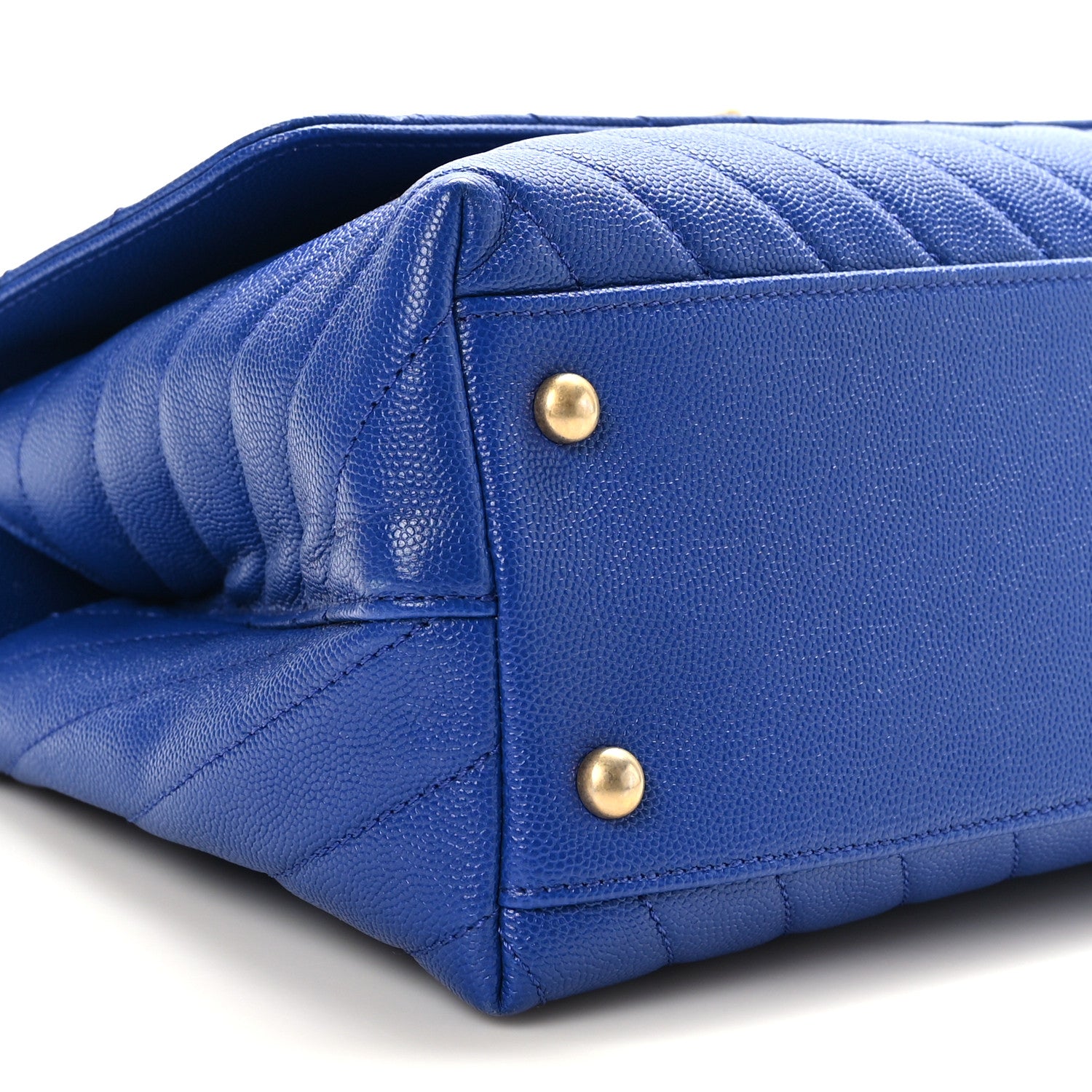 Chanel Caviar Chevron Quilted Small Coco Handle Flap Blue 8 of 9