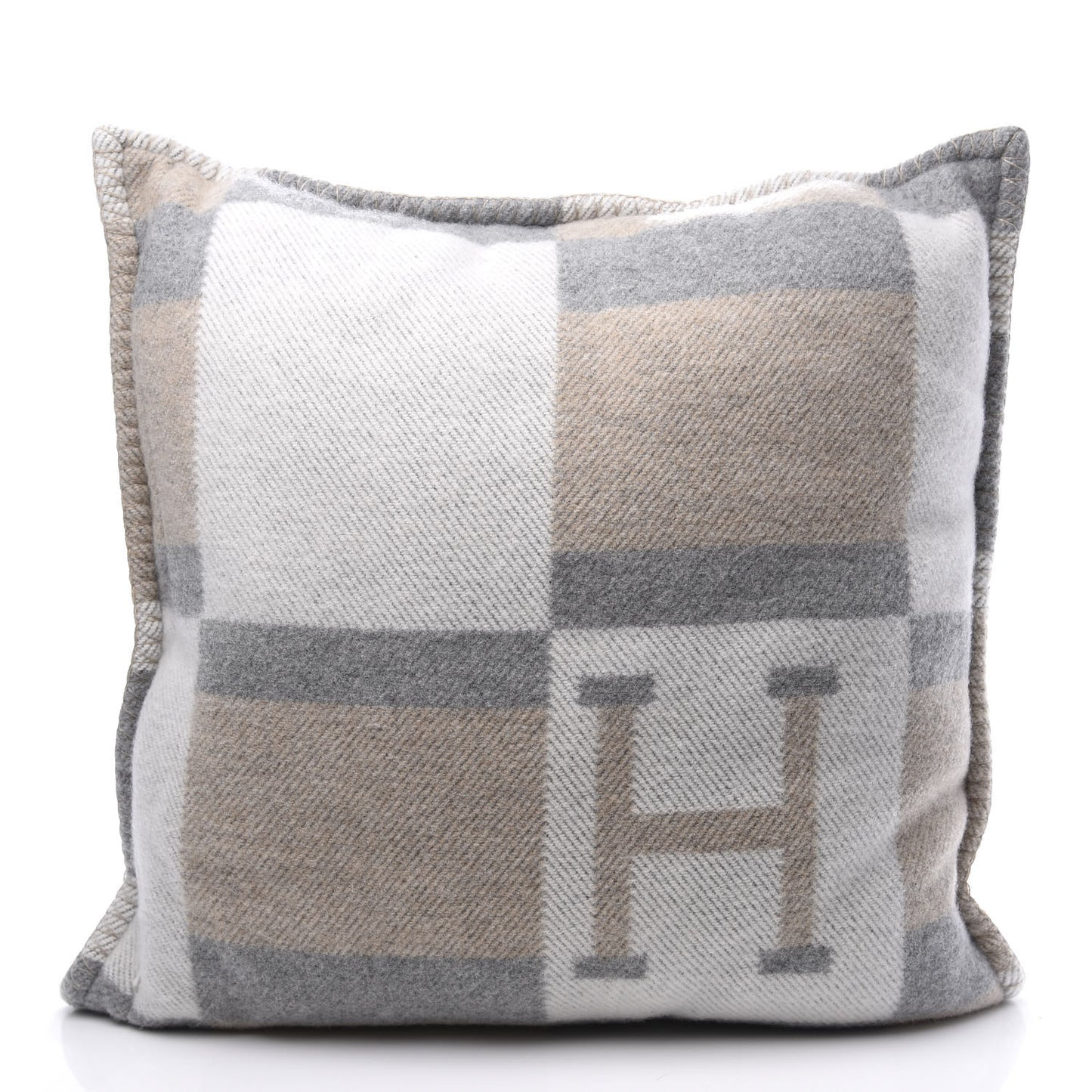 Wool Cashmere Avalon Bayadere Pillow PM Galet Ecru