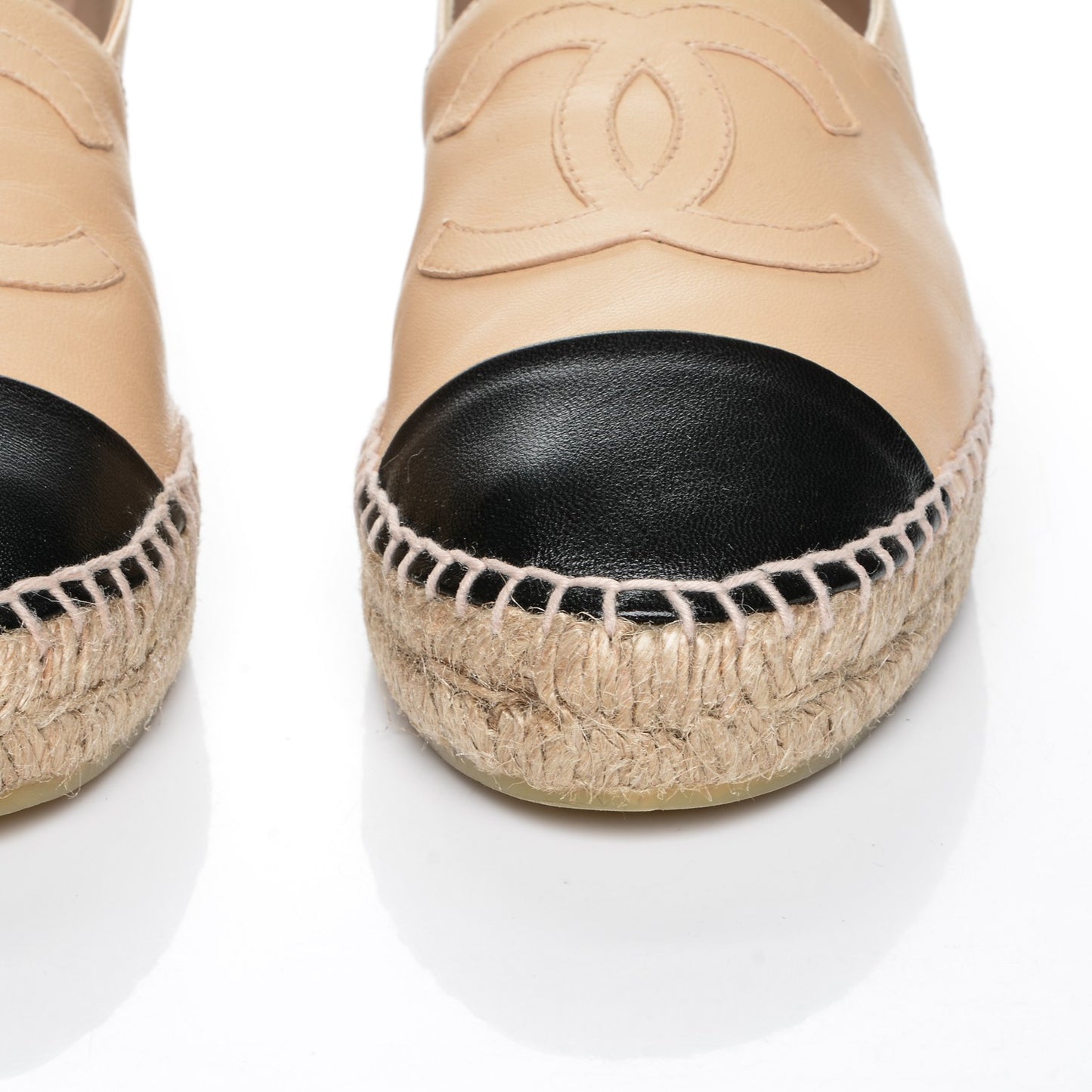 Lambskin CC Espadrilles 37 Beige Black