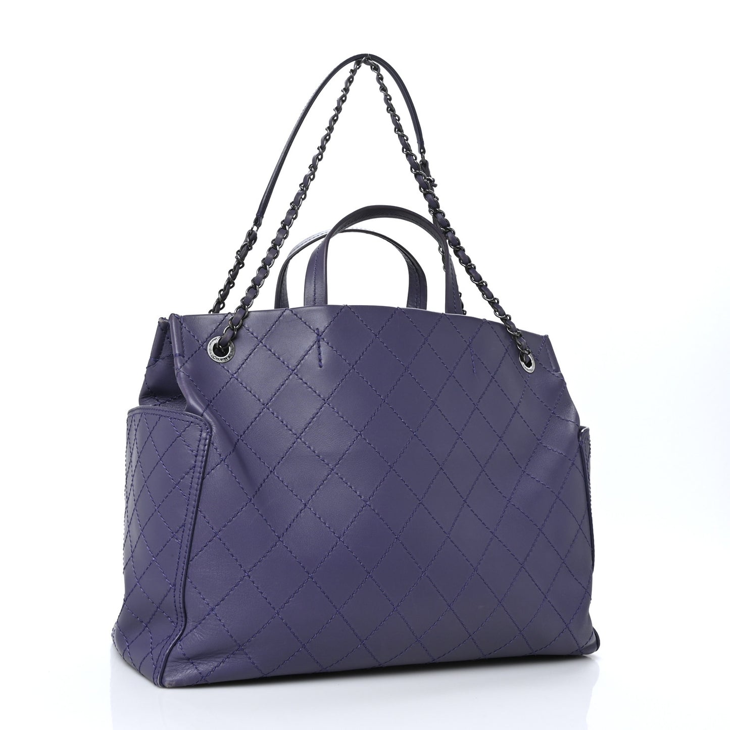 Calfskin CC Pocket Tote Purple