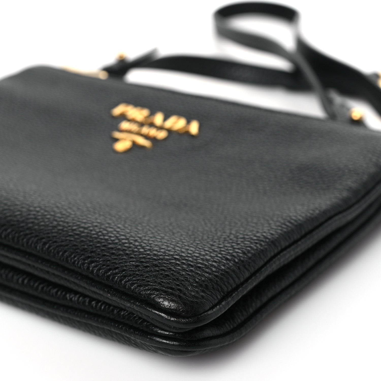 Prada Vitello Phenix Double Zip Crossbody Bag Black 1456521