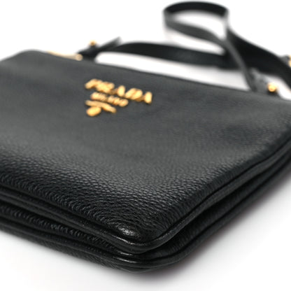 Prada Vitello Phenix Double Zip Crossbody Bag Black 9 of 9