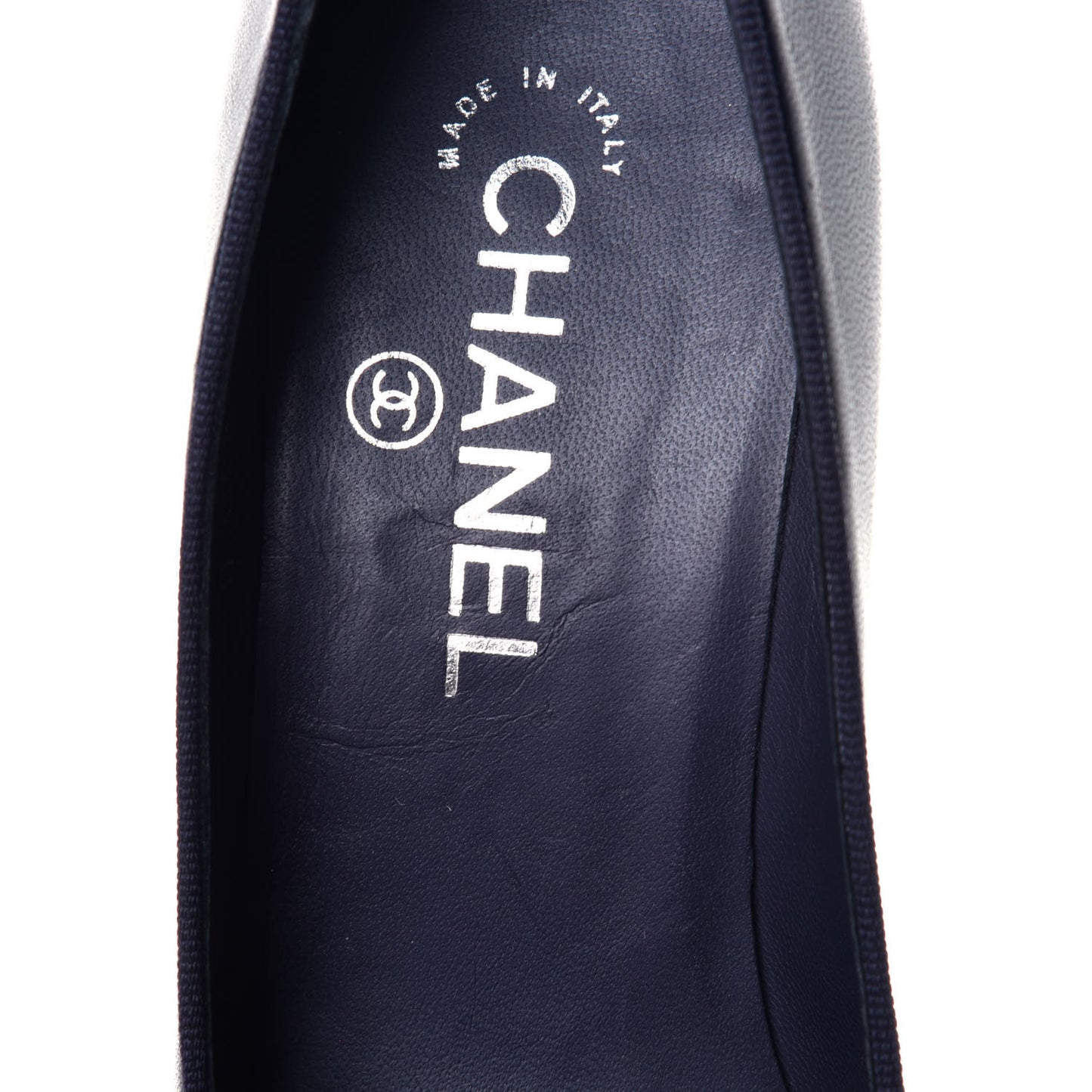 Lambskin Bow Cap Toe CC Pumps 37 Navy Black