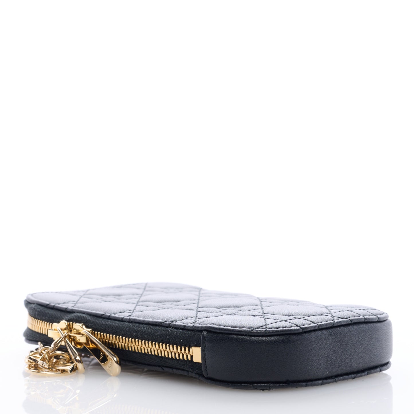Lambskin Cannage Lady Dior Phone Holder Black