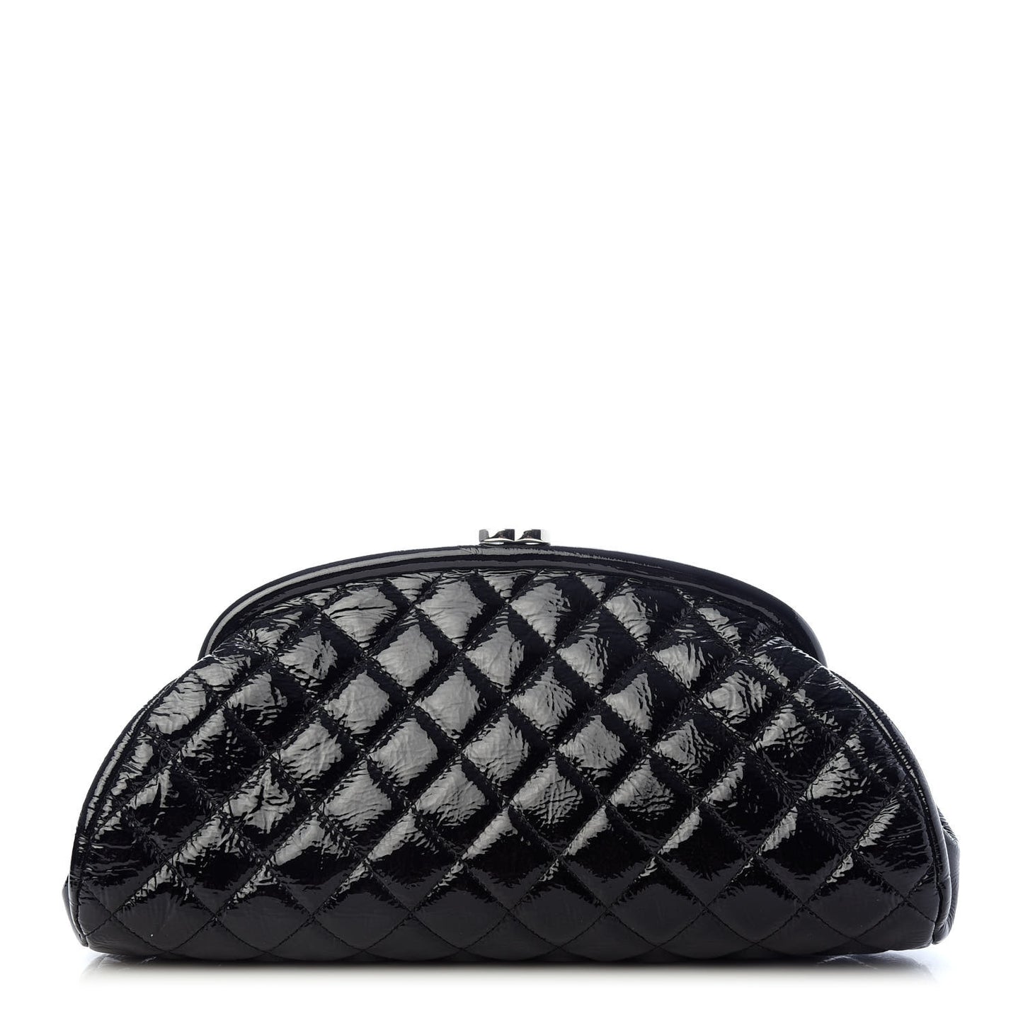 Distressed Patent Quilted Timeless Clutch Black