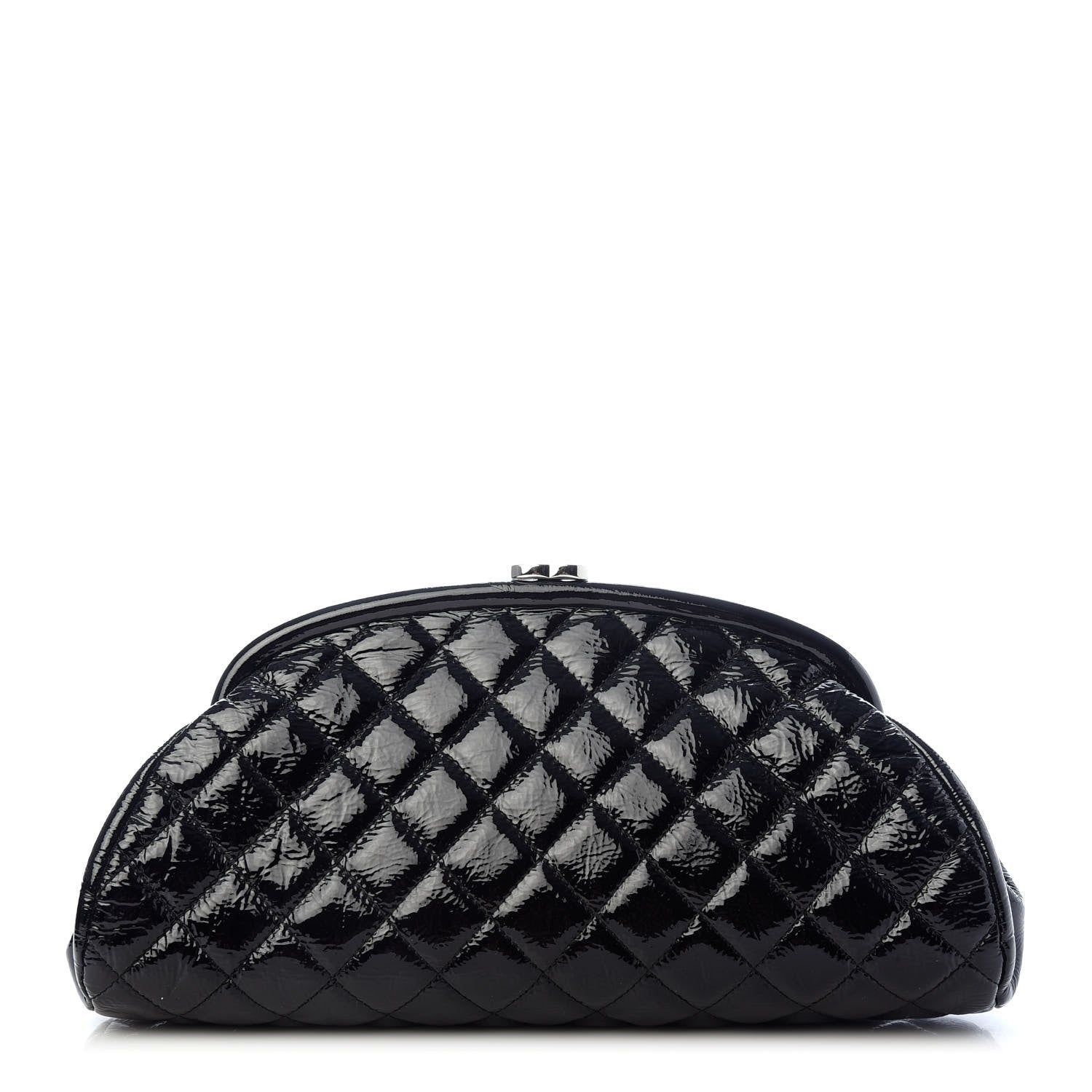 Chanel Distressed Patent Quilted Timeless Clutch Black 1 of 7