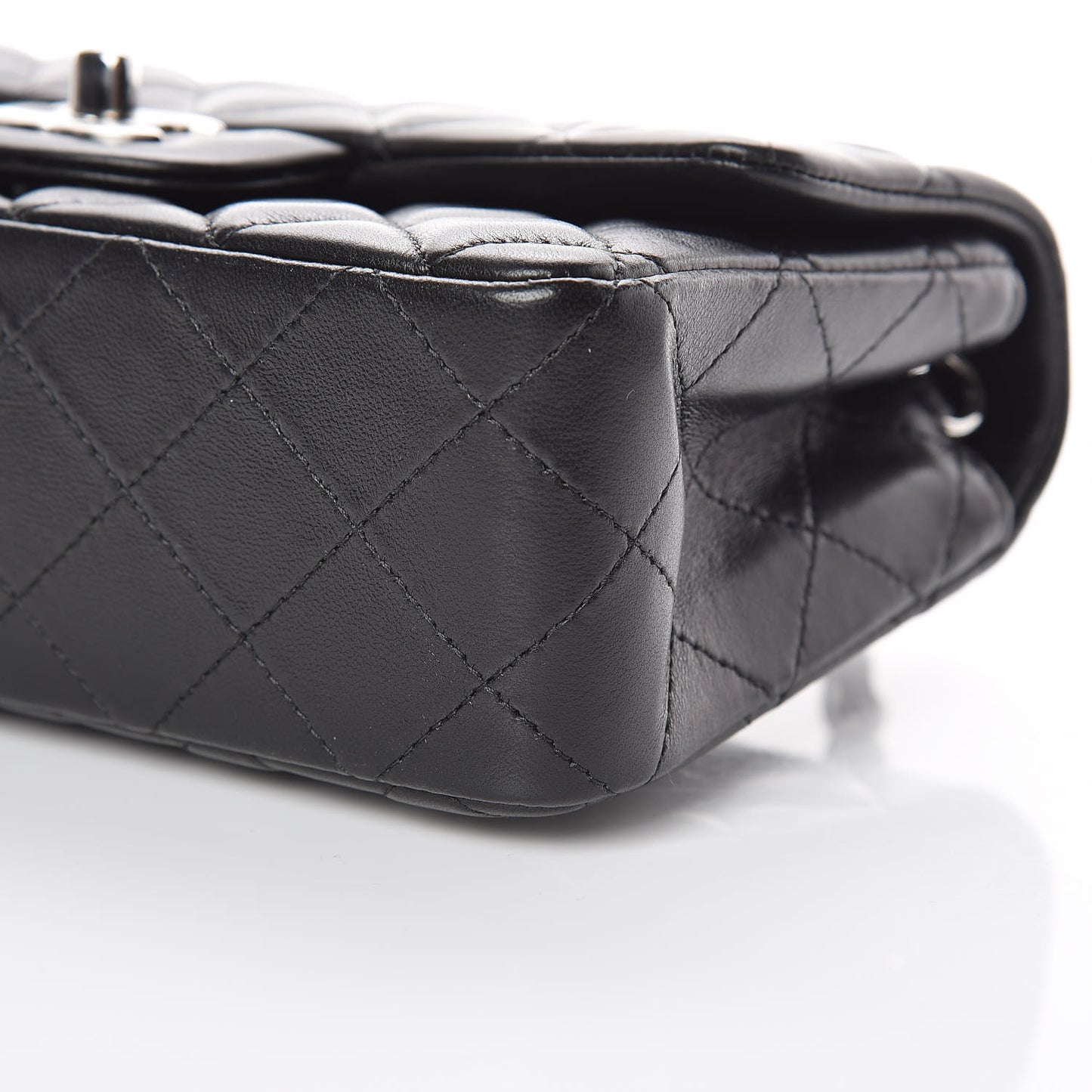 Lambskin Quilted Mini Rectangular Flap Black
