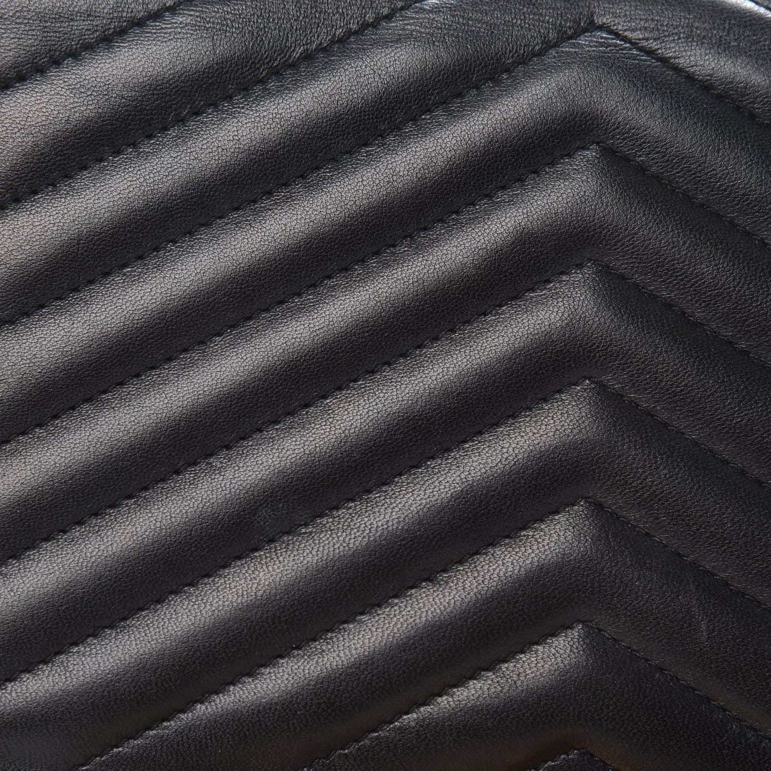 Saint Laurent Grain De Poudre Matelasse Chevron Monogram Envelope Chain Wallet Black 10 of 14