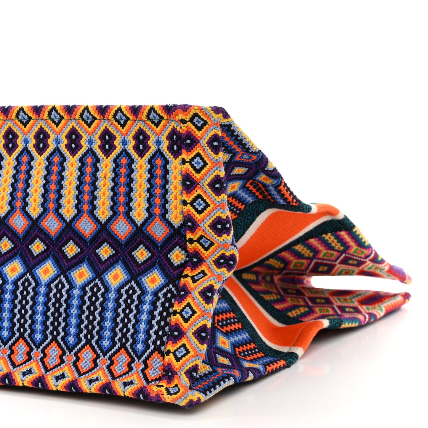 Canvas Embroidered Large Book Tote Orange Multicolor