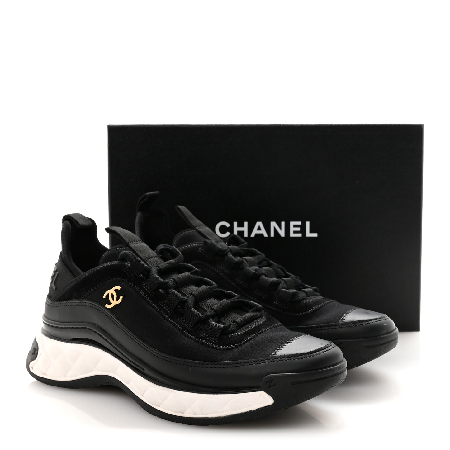 Velvet Calfskin Mixed Fibers CC Sneakers 39 Black 39 Black