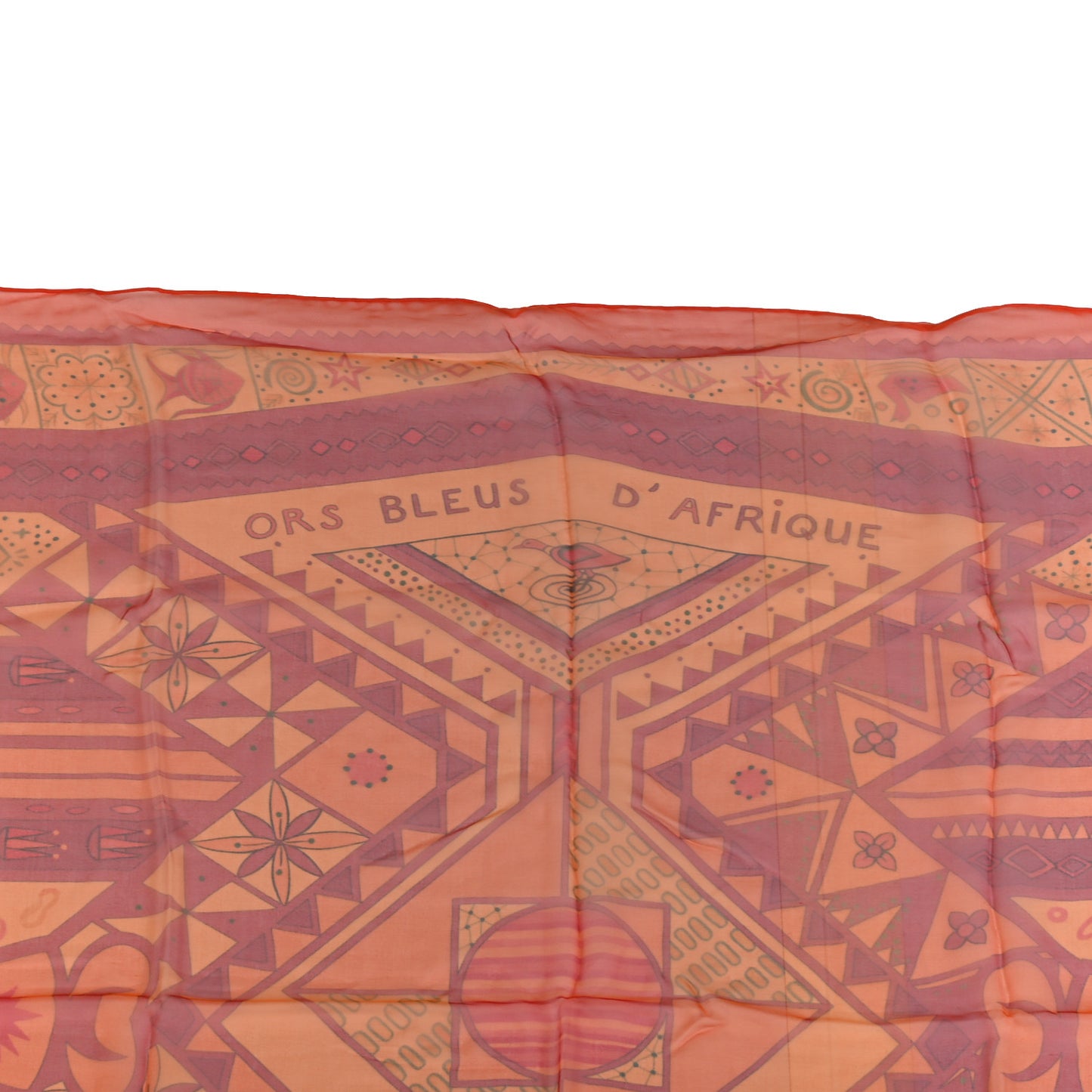 Silk Mousseline Ors Bleus D’Afrique Shawl 140 Orange Rouge H Vert
