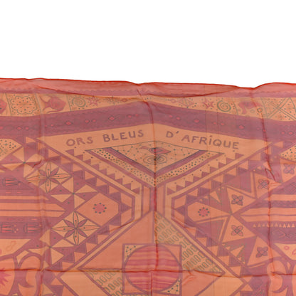Hermes Silk Mousseline Ors Bleus D’Afrique Shawl 140 Orange Rouge H Vert 3 of 4