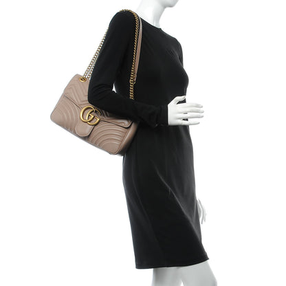 Gucci Calfskin Matelasse Medium GG Marmont Shoulder Bag Porcelain Rose 3 of 9