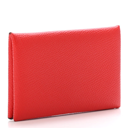 Hermes Evercolor Calvi Card Case Rouge De Coeur 2 of 4