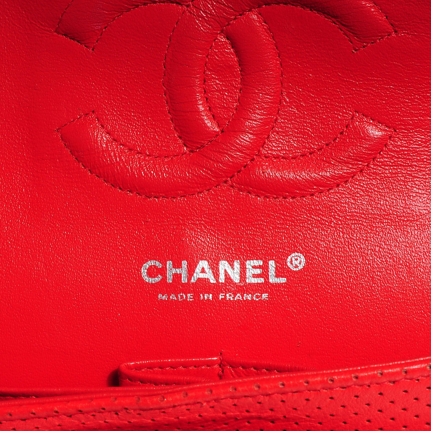 Chanel Lambskin Perforated Medium Double Flap Red 5 of 8