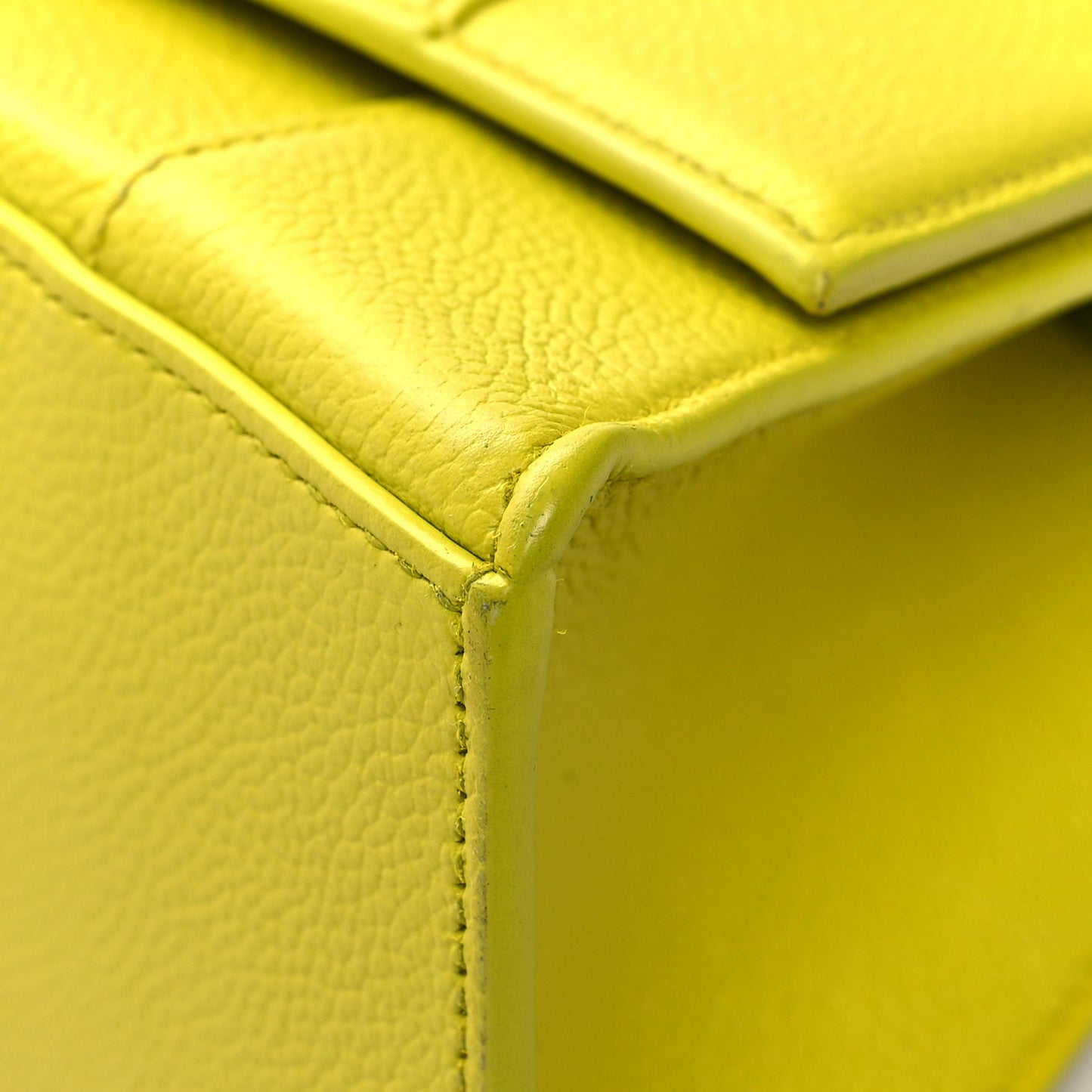 Grained Calfskin Small Hourglass Top Handle Bag Lime