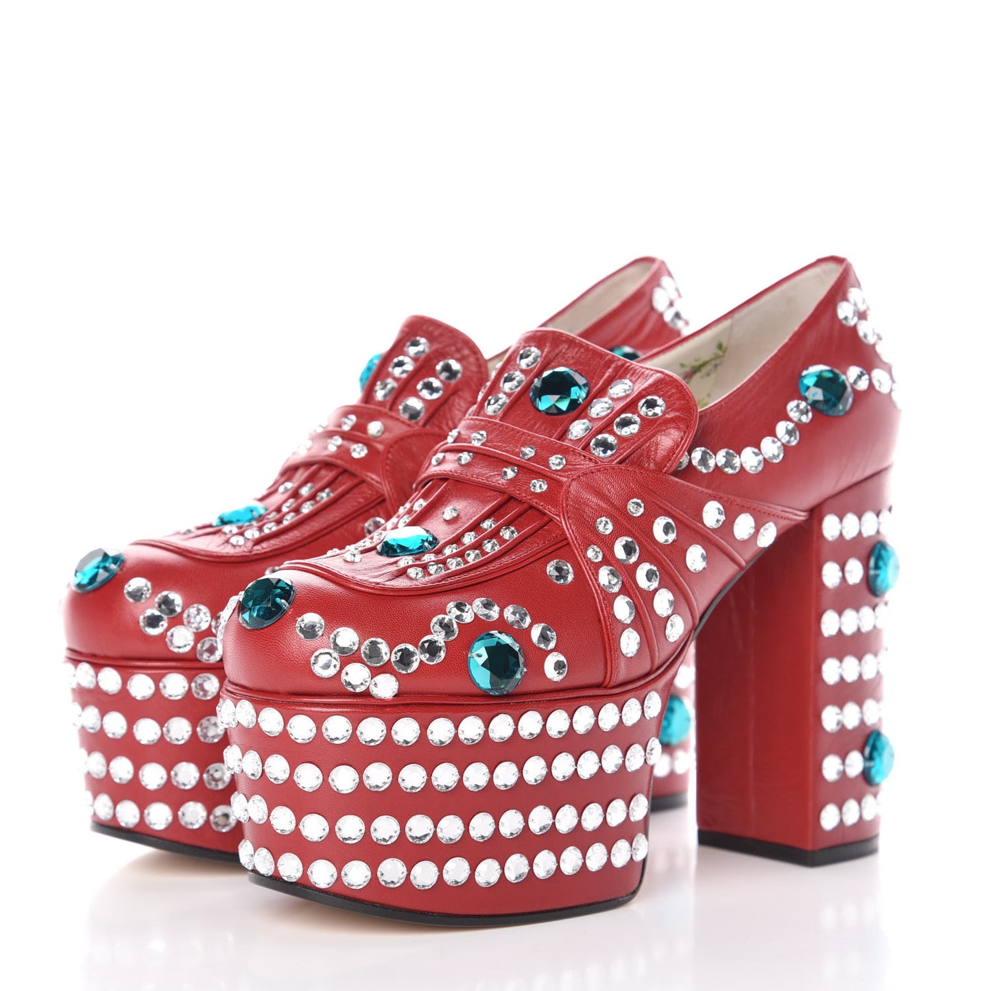 Malaga Kid Crystal Amilna Platform Loafer 37.5 Hibiscus Red