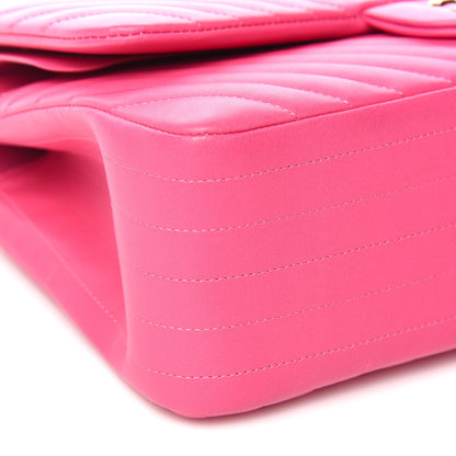 Chanel Lambskin Chevron Quilted Jumbo Double Flap Pink 9 of 14