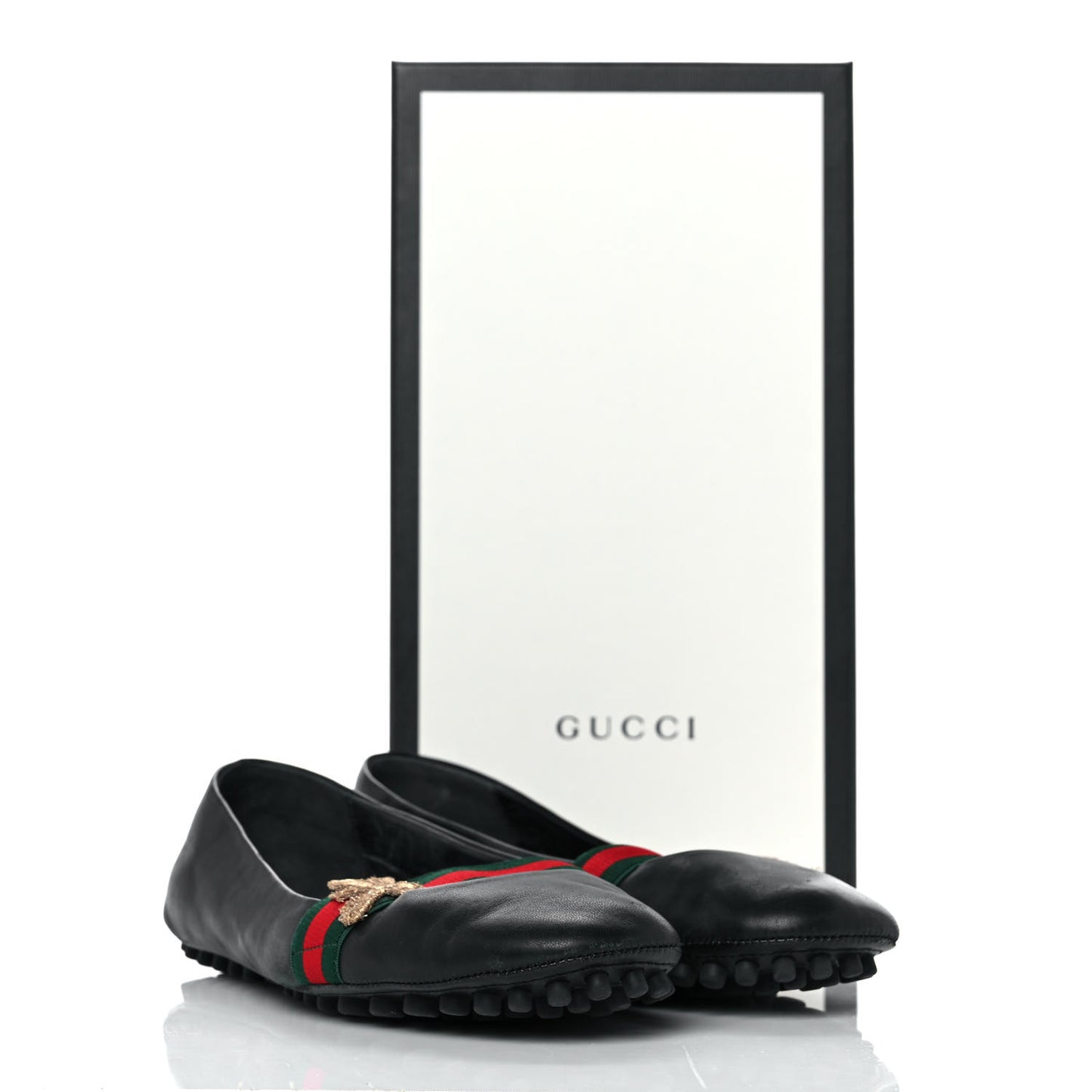 Calfskin Bayadere Bee Ballerina Flats 39.5 Black