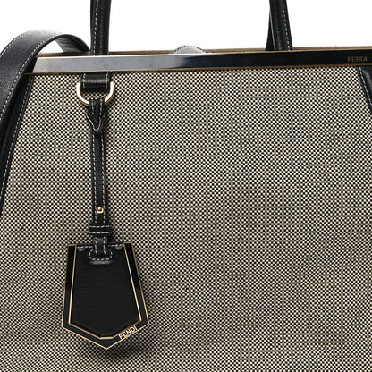 Fendi Canvas Vitello Regular 2Jours Tote White Black 8 of 10