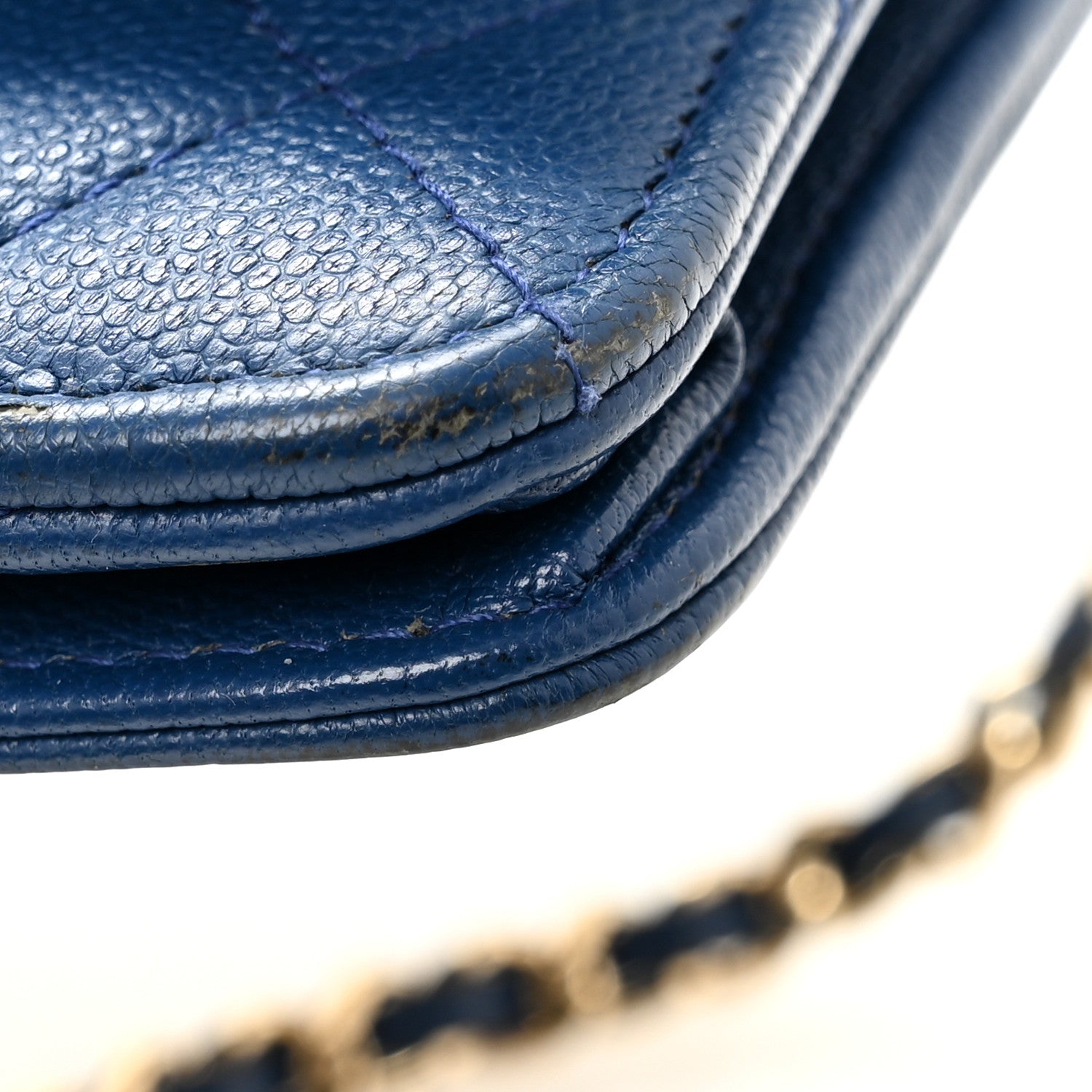 Chanel Caviar Quilted Boy Wallet On Chain WOC Dark Blue 15 of 15