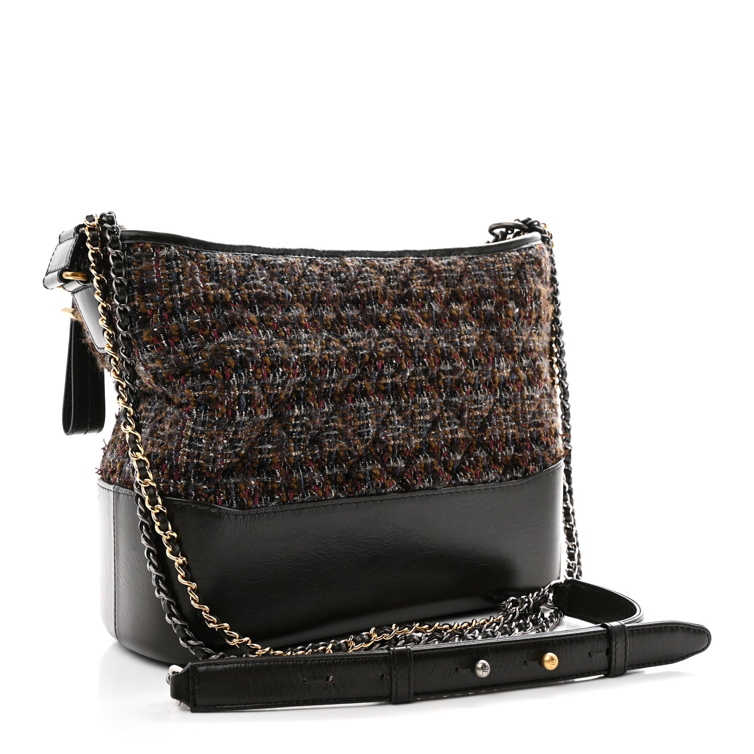 Chanel Tweed Calfskin Medium Gabrielle Hobo Brown 3 of 13