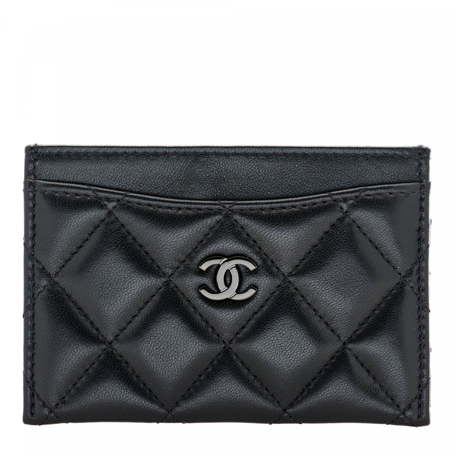 Lambskin Quilted Card Holder So Black