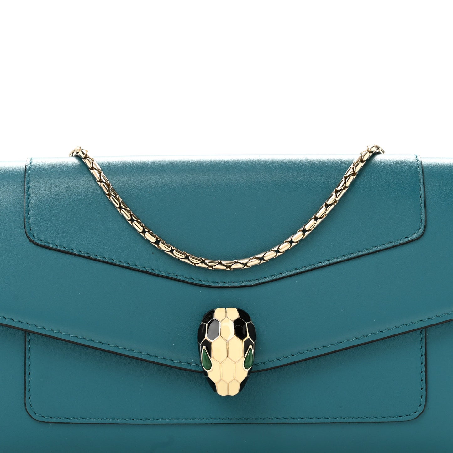 Calfskin Serpenti Forever Chain Wallet Blue