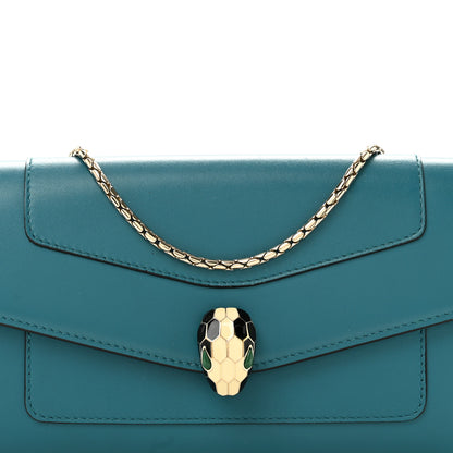 Bulgari Calfskin Serpenti Forever Chain Wallet Blue 9 of 13