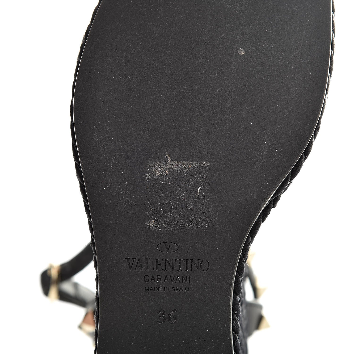 Valentino Garavani Calfskin Rockstud Ankle Strap Torchon Espadrille 25/95mm Wedge Sandals 36 Black 9 of 10