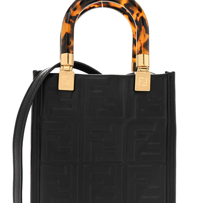 Fendi Vitello Plexiglass FF Embossed Mini Fendi Sunshine Shopper Tote Black 8 of 12