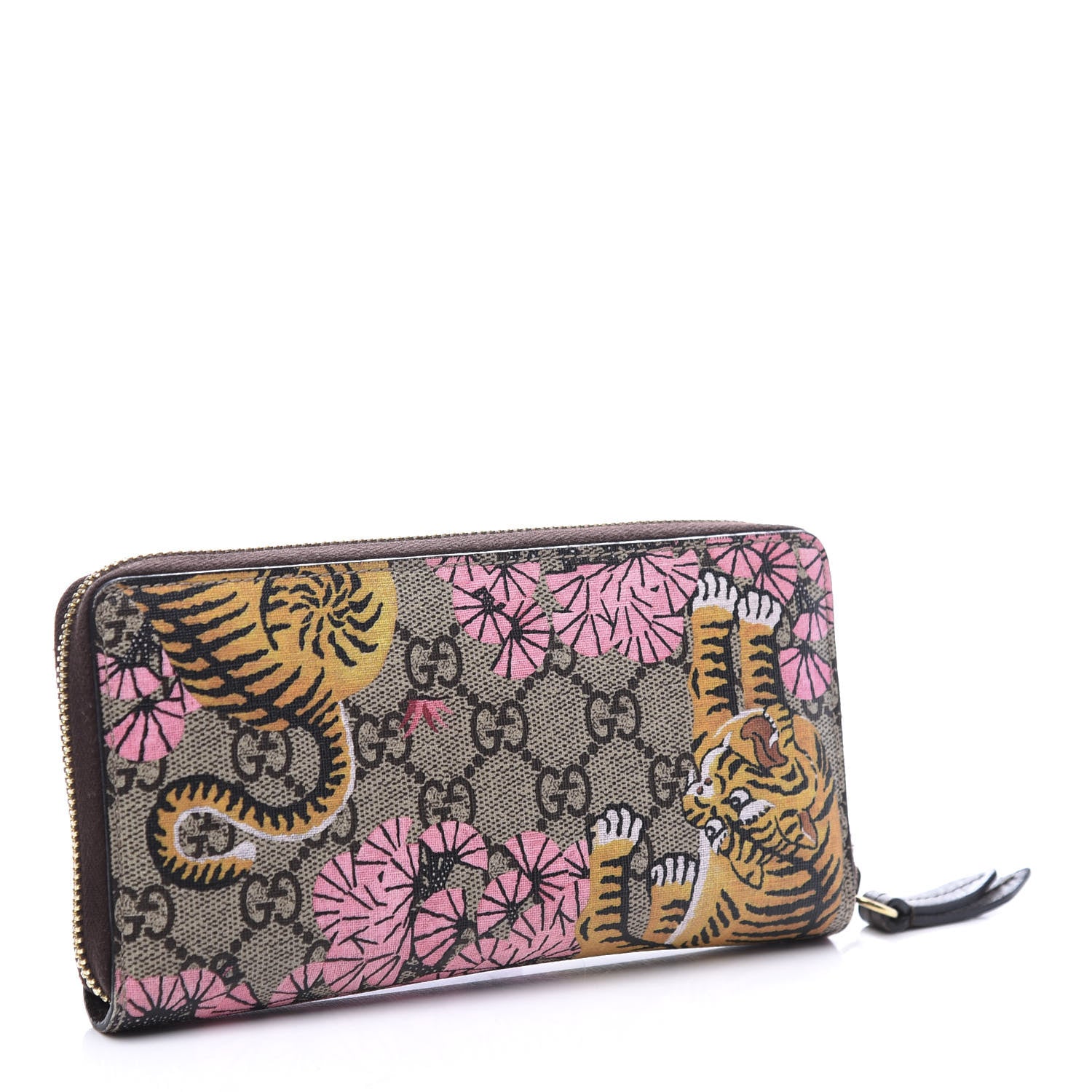 Gucci GG Supreme Monogram Bengal Zip Around Wallet Beige Pink 2 of 8