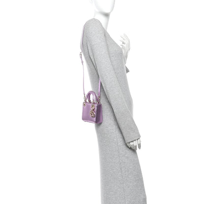 Christian Dior Metallic Karung Micro Lady Dior Light Purple 2 of 9