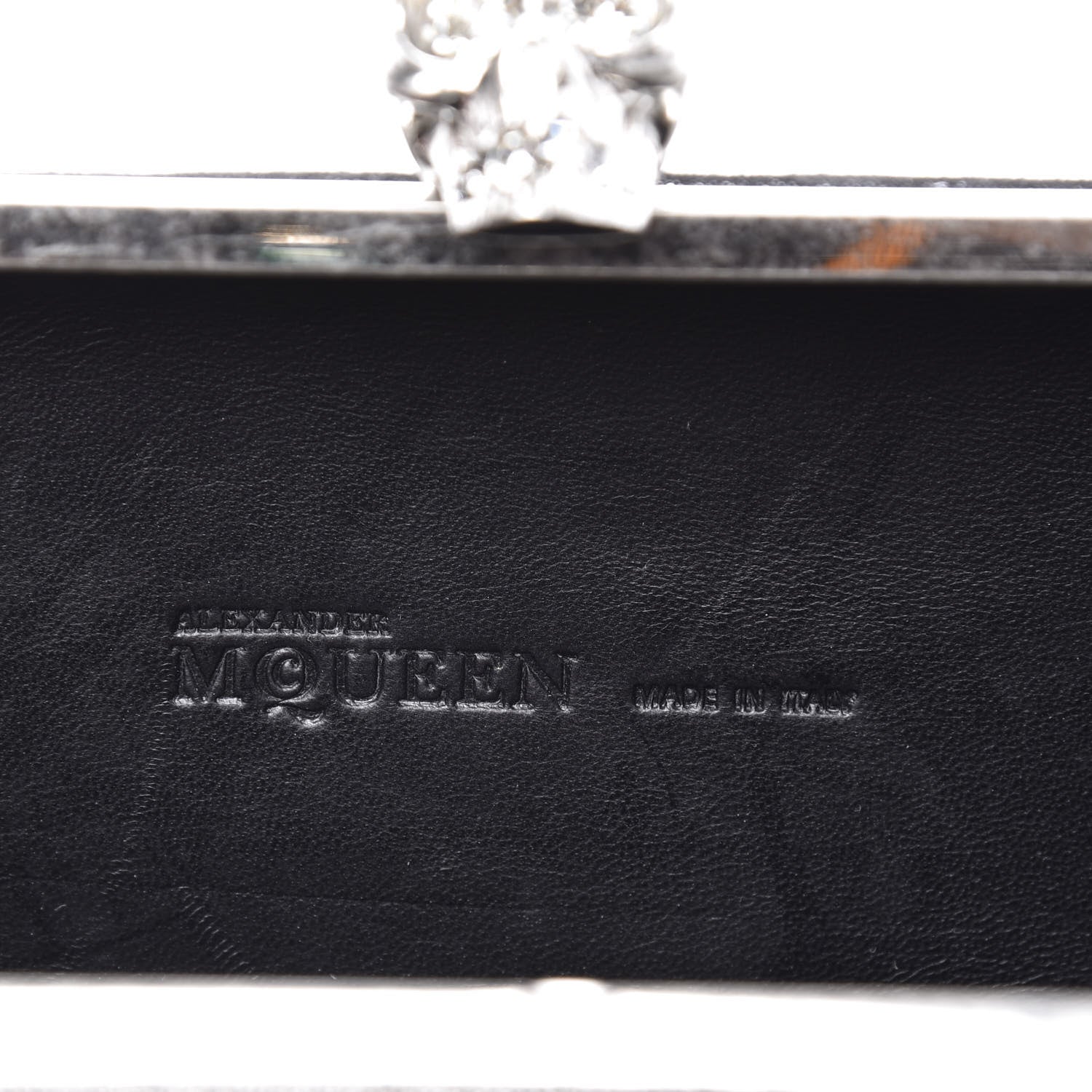 Alexander McQueen Metallic Suede Skull Box Clutch Black 7 of 9