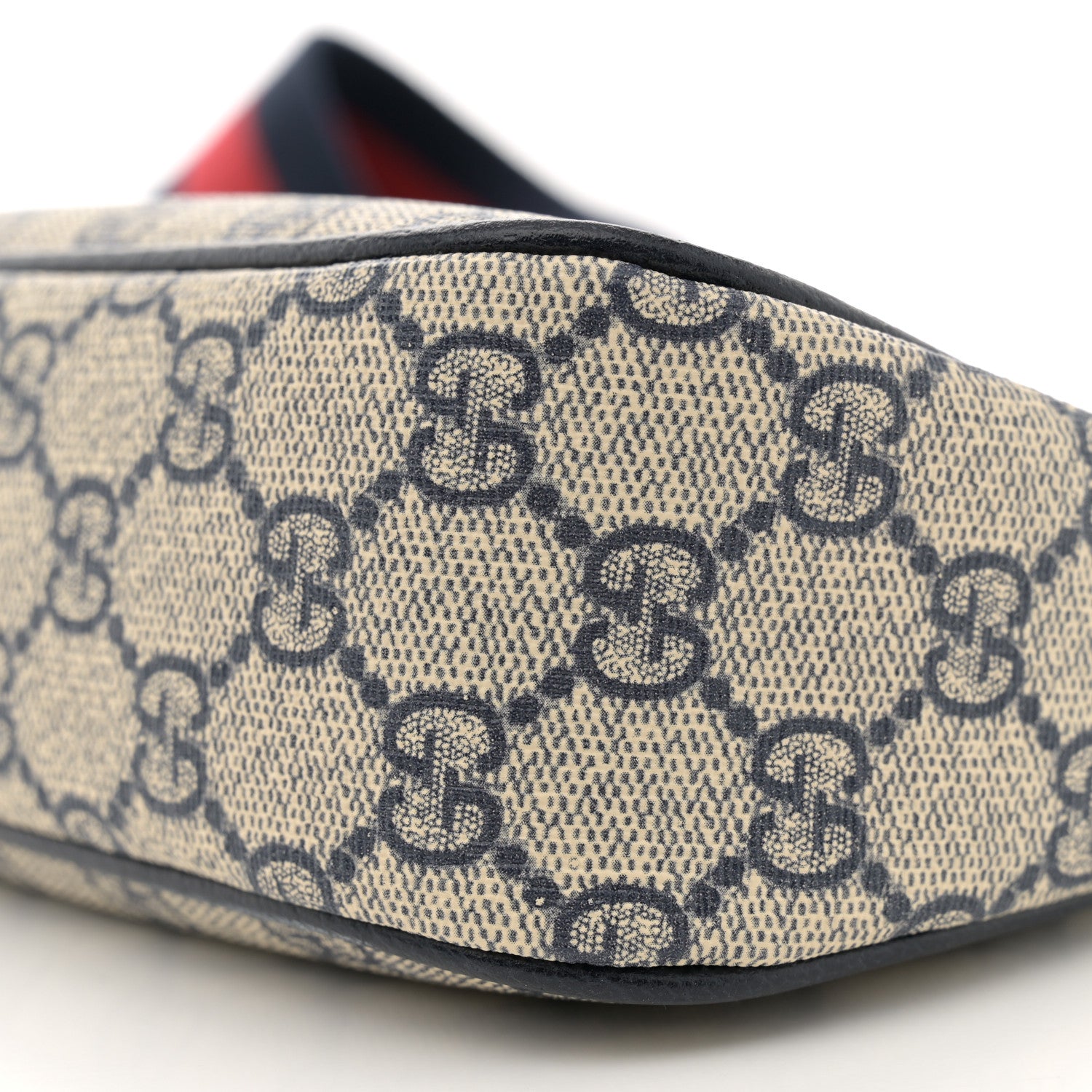 Gucci GG Supreme Monogram Textured Dollar Calfskin Web Small Ophidia GG Handbag Beige Blue 10 of 11