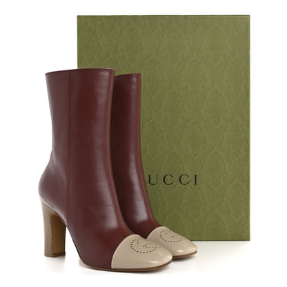 Gucci Goatskin Hills Logo Boots 40 Oatmeal Garnet 10 of 10