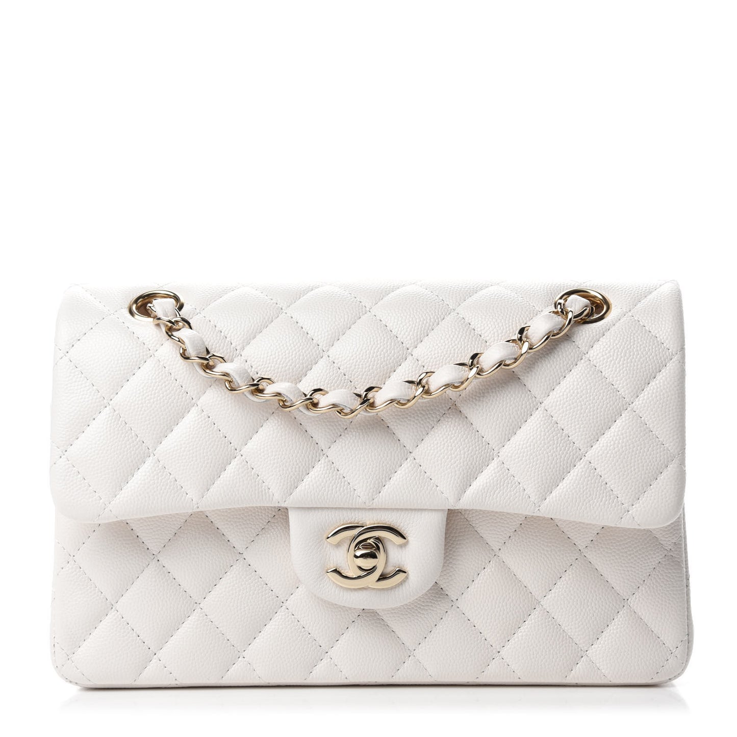 Caviar Quilted Small Double Flap White
