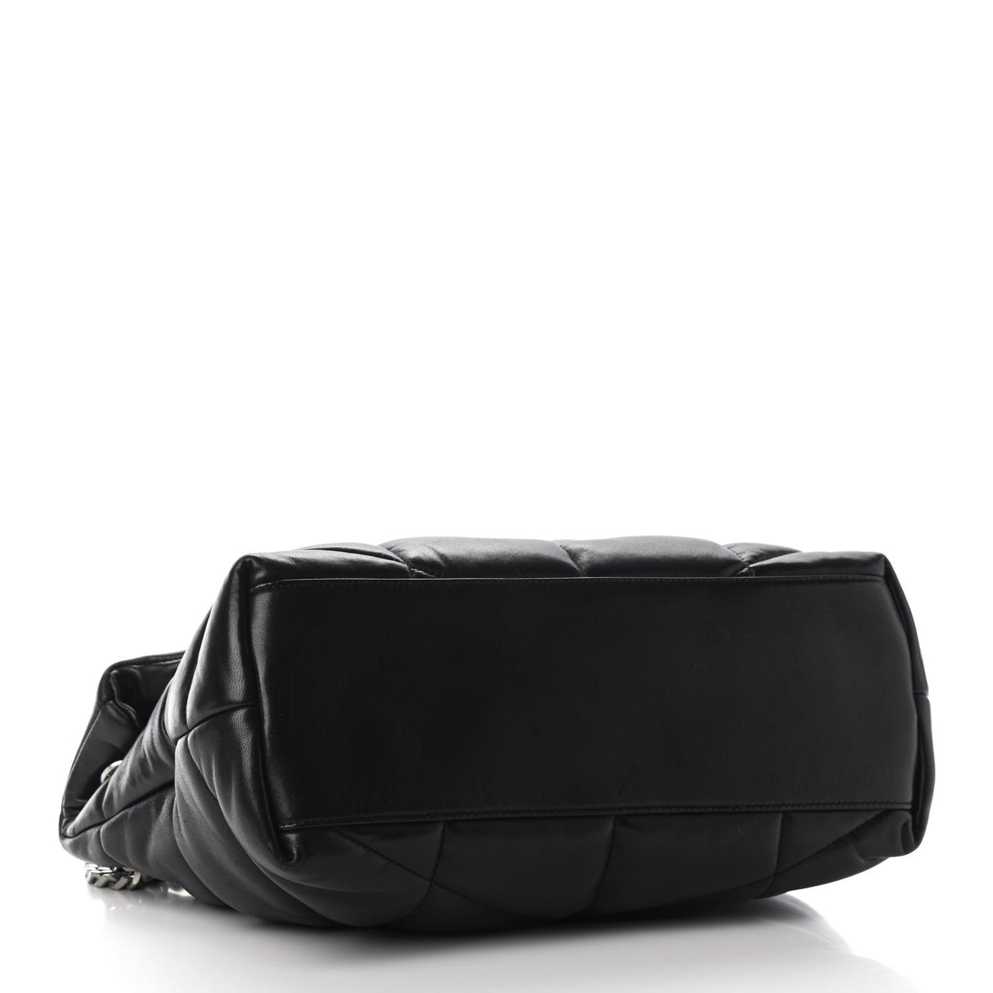 Lambskin Quilted Medium Loulou Puffer Monogram Chain Satchel Black