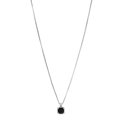 David Yurman Sterling Silver Diamond Black Onyx 9mm Chatelaine Pave Bezel Pendant Necklace 1 of 6
