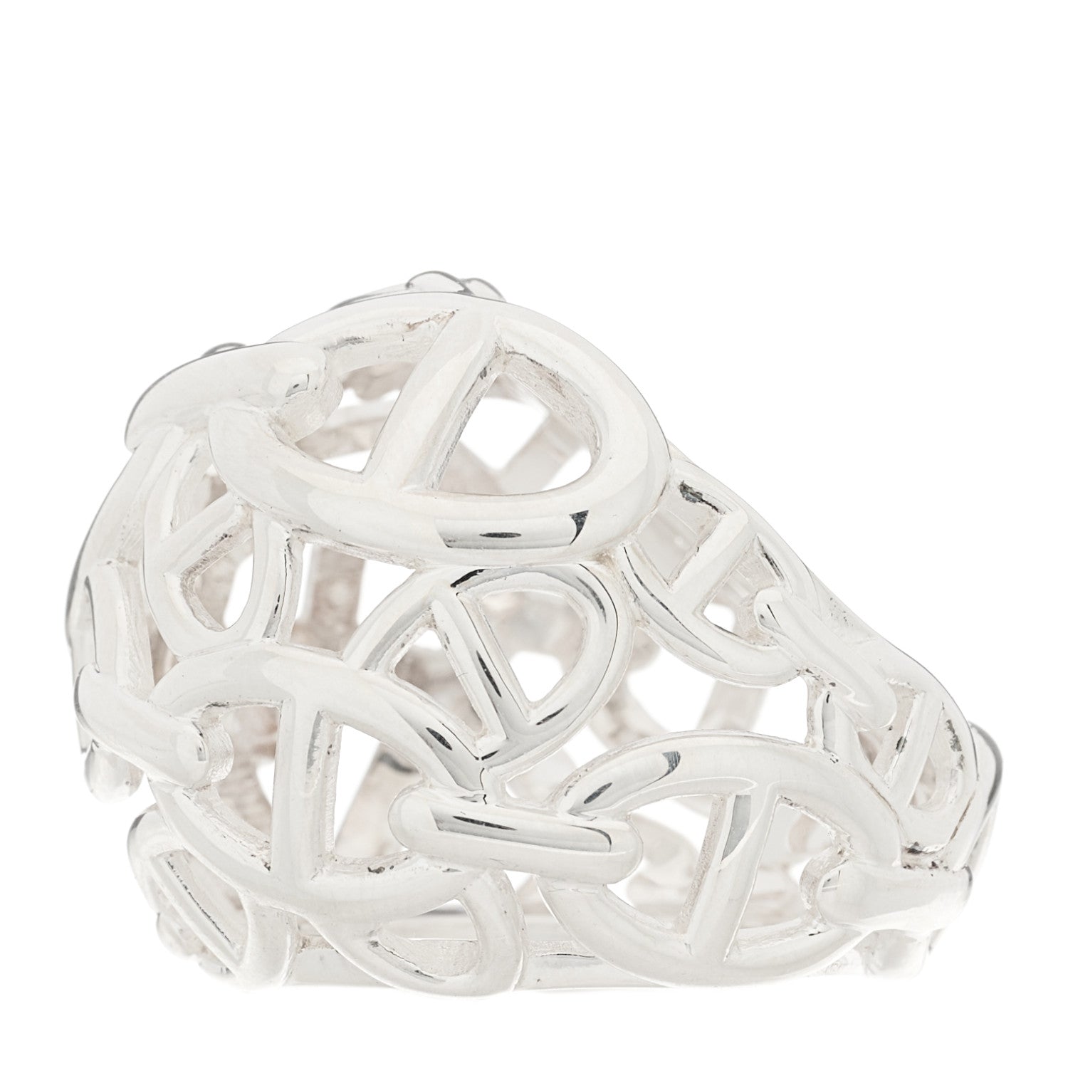 Hermes Sterling Silver GM Chaine d'Ancre Enchainee Dome Ring 55 7.25 3 of 6