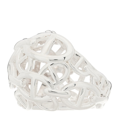 Hermes Sterling Silver GM Chaine d'Ancre Enchainee Dome Ring 55 7.25 3 of 6