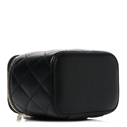 Chanel Lambskin Quilted Mini Pearl Crush Vanity Case With Chain Black 4 of 10