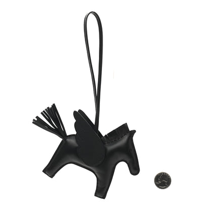 Hermes Milo Lambskin Grigri Rodeo Pegase Horse Bag Charm MM So Black 2 of 4