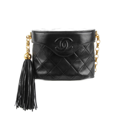 Chanel Lambskin Quilted Tassel Shoulder Bag Black 1 of 8