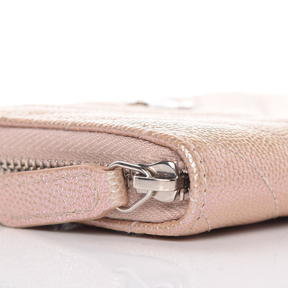 Chanel Metallic Caviar Chevron Quilted Zip Around Coin Purse Light Gold 8 of 10