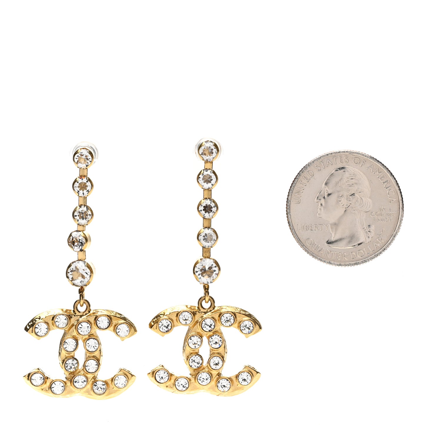 CC Crystal Drop Earrings Gold