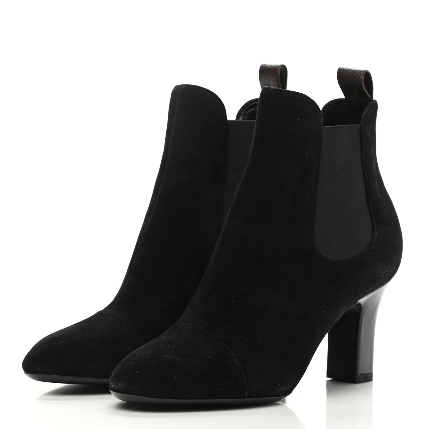 Suede Monogram Uniformes Cap Toe Chelsea 75mm Ankle Boots 37.5 Black
