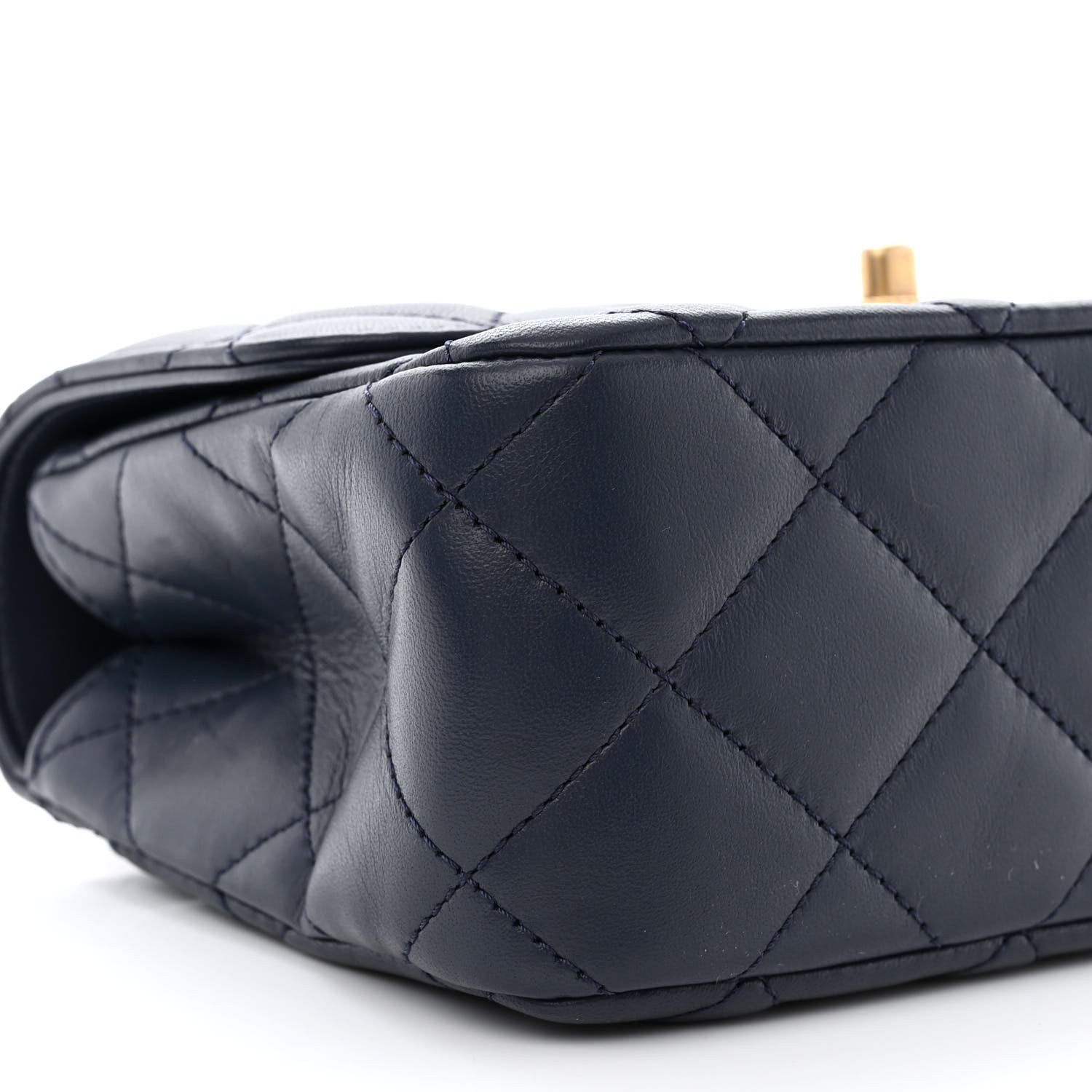 Chanel Lambskin Metal Quilted Twist Top Handle Flap With Chain Blue 9 of 11