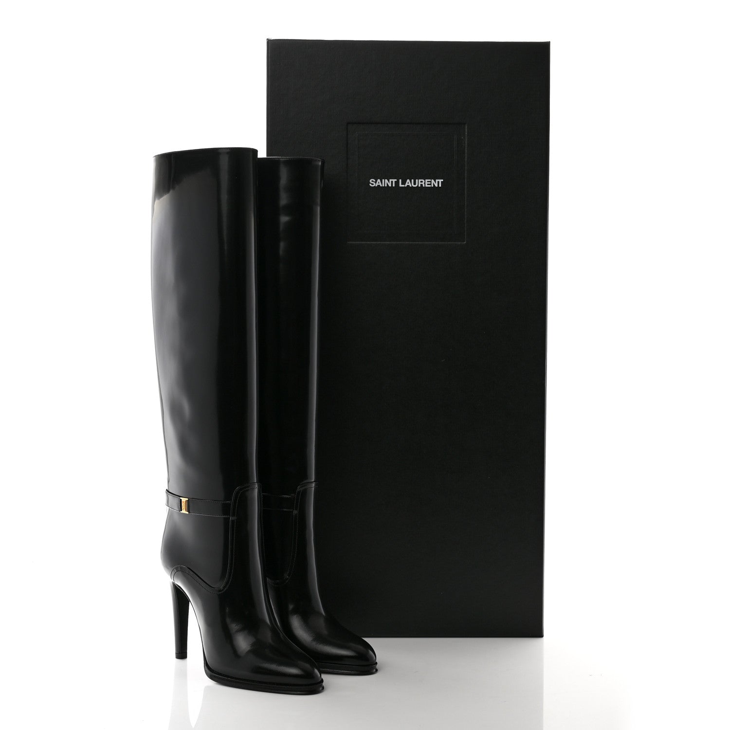 Saint Laurent Patent Calfskin Diane 100 Boots 37 Black 9 of 9