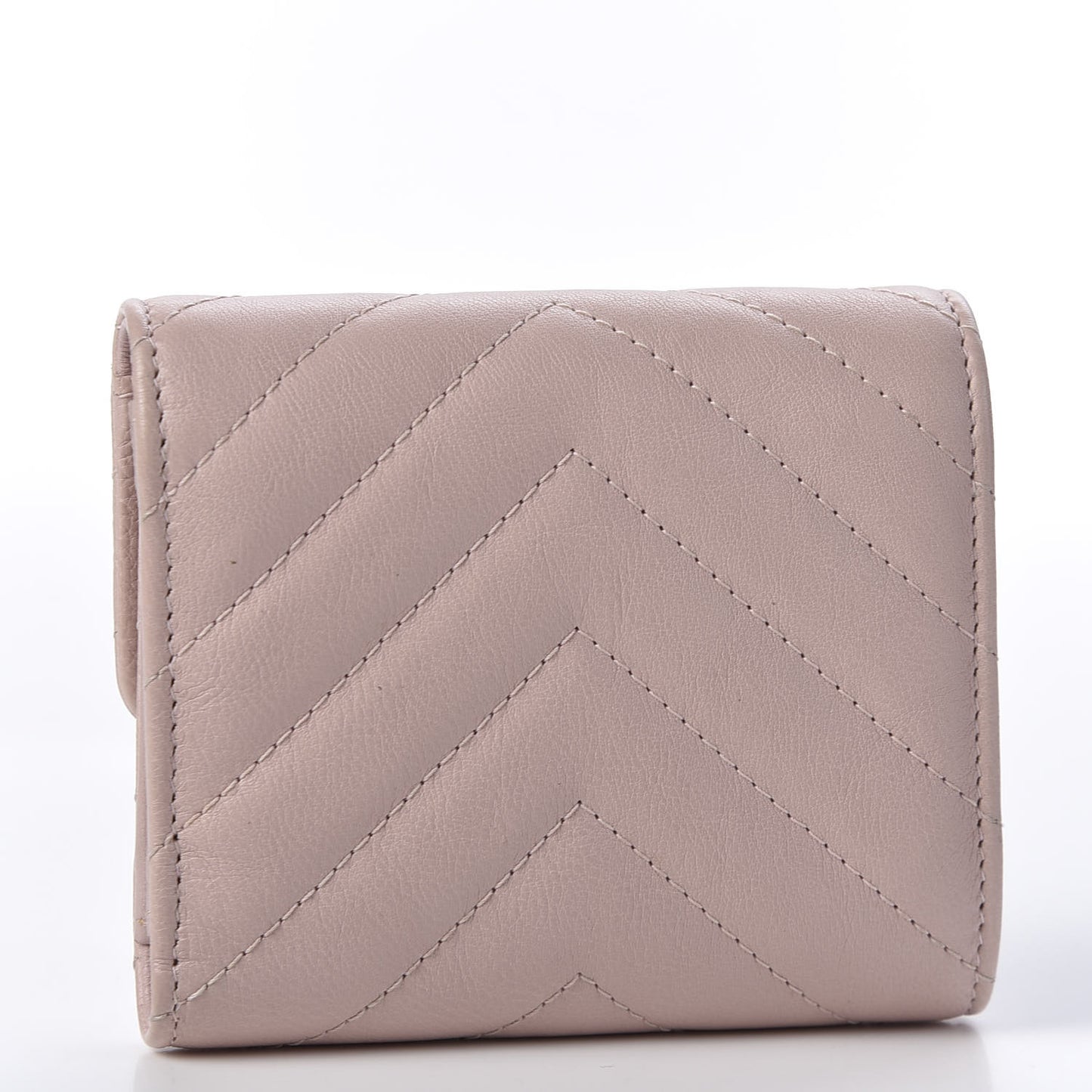 Calfskin Chevron Quilted Compact Flap Wallet Pink
